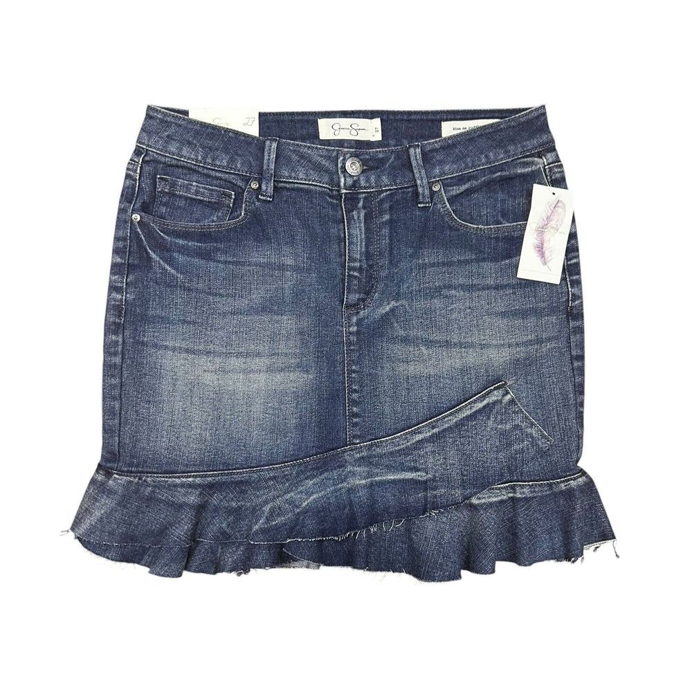Jessica Simpson Kiss Me Ruffle Denim Mini Skirt Size 27